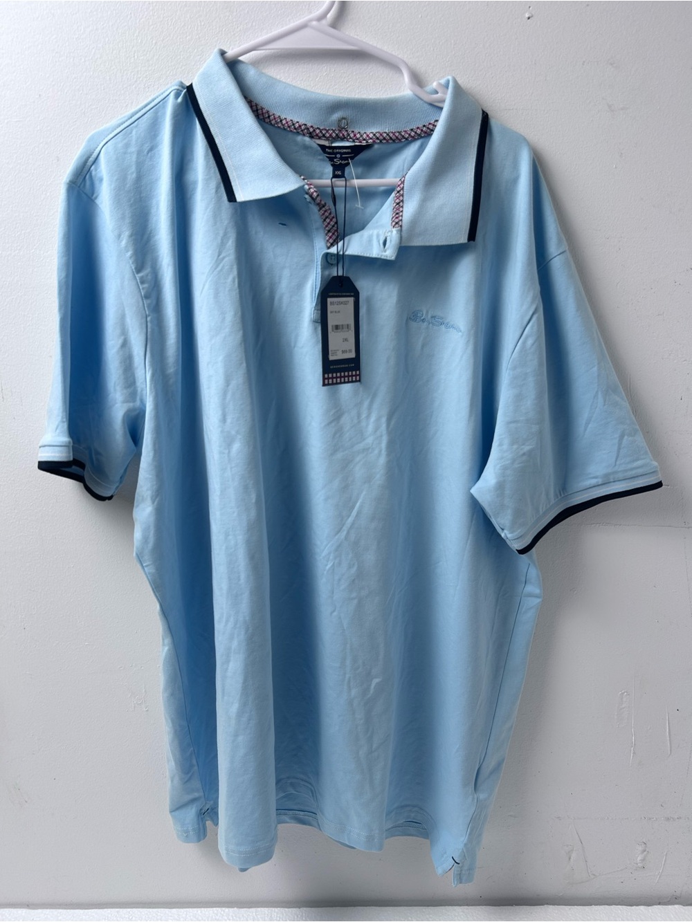 Ben Sherman Light Blue Polo with Navy Contrast Trim XXL see description